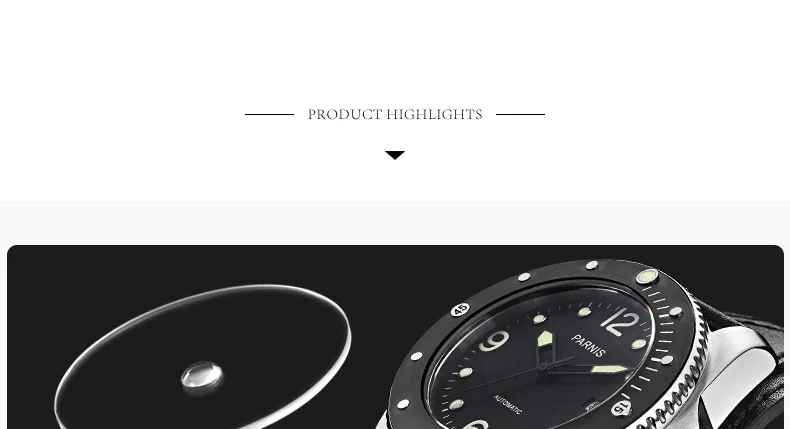 Бренд Parnis, топ часы, мужские механические часы, повседневные вращающиеся керамические ободки, спортивные дайвер, автоматические часы для мужчин, подарок PA6029