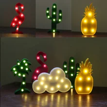 3D кактус Рождественская елка светодиодный мультяшное украшение Ночной свет установка батарея Свадебные украшения Рождественские огни