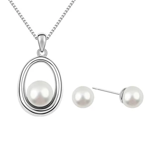 

2015 hot sale CRYSTALS FROM SWAROVSKI pearl necklace earrings set Christmas Gift