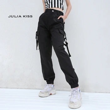 

Women Cuffed Cargo Pants Cargo Trousers with Strap Details