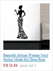 Красивая Африканская женщина виниловая наклейка Модель платье для девочек роза БОБО узор домашний декор идеи интерьера комнаты спальни стены искусства AM14
