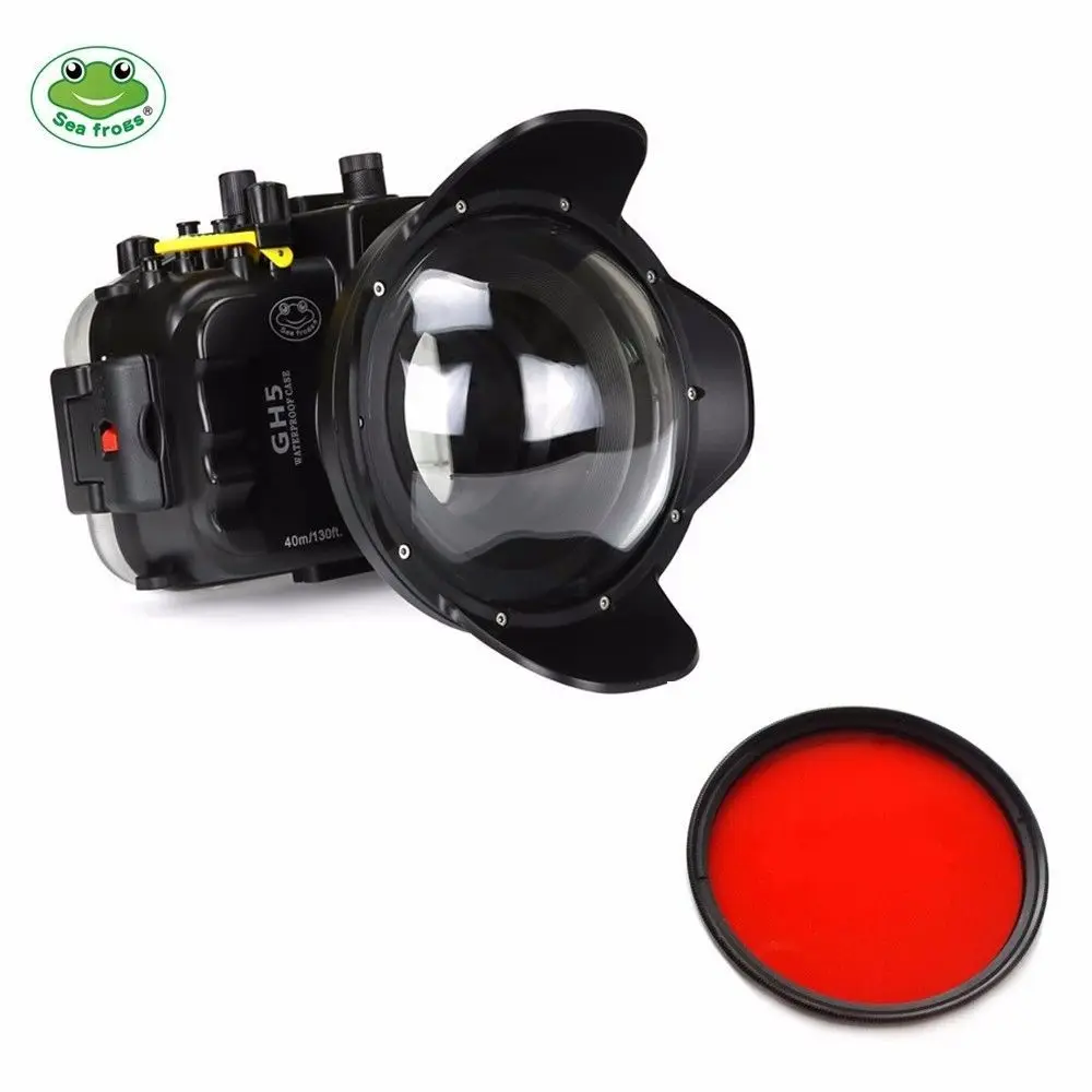 

Free ship DHL Seafrogs 40m/130ft Underwater Camera Housing Case for Panasonic GH5 with Dome Port and 67mm Red Filter for gift