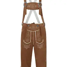 MISSKY мужской Oktoberfest стильный вечерний комбинезон с вышивкой винтажный искусственный флис ремень мужские костюмы брюки миди