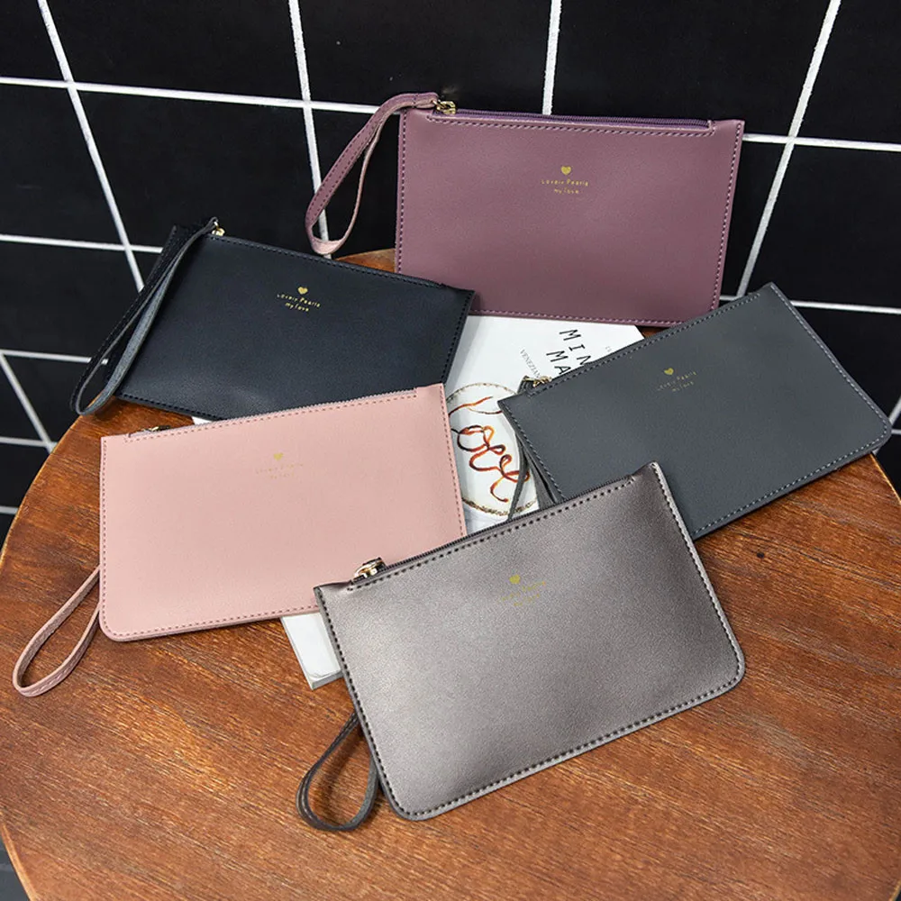 

2018 Fashion Women PU Leather Long Wallet Multifunctional Solid Zipper Coin Bag Purse Phone Card Hoder Versatile Handbag 10Jul 6