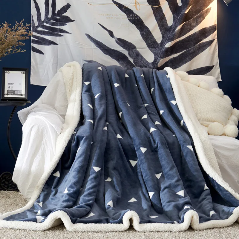 

Home Textiles Flannel Fleece Sherpa Throw Blanket Super Warm Soft Blankets on Sofa/Bed Travel Patchwork Thick Plaid Bedspread