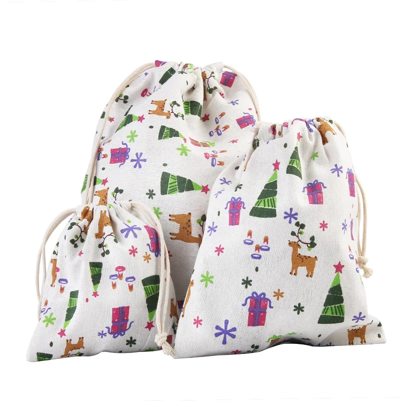 1PCS Fresh Fabric Cotton Travel Drawstring Tote Storage Bag Organizer