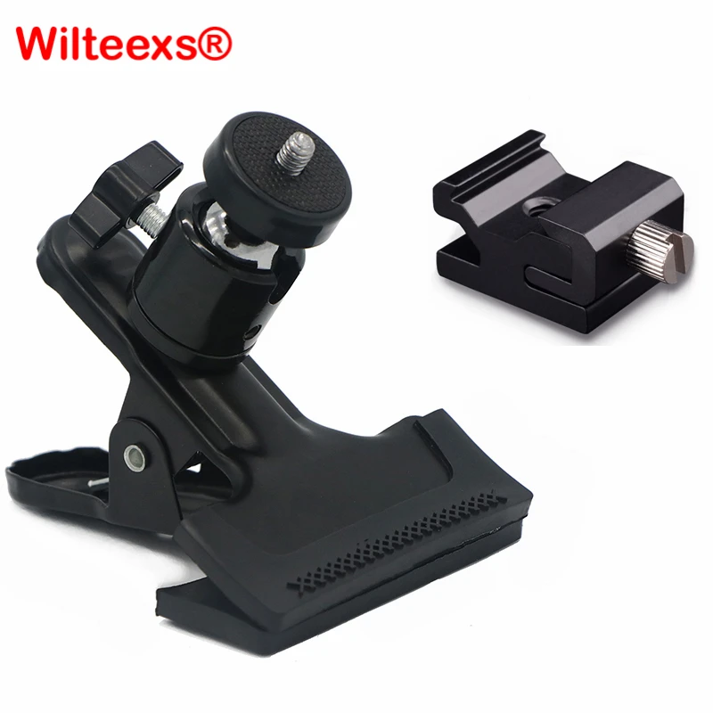 

WILTEEXS Photo Studio Photography Backdrop Clamp Tripod Ball Head + Hot Shoe Adapter Flash Light Stand for 580EXII 600EX SB800