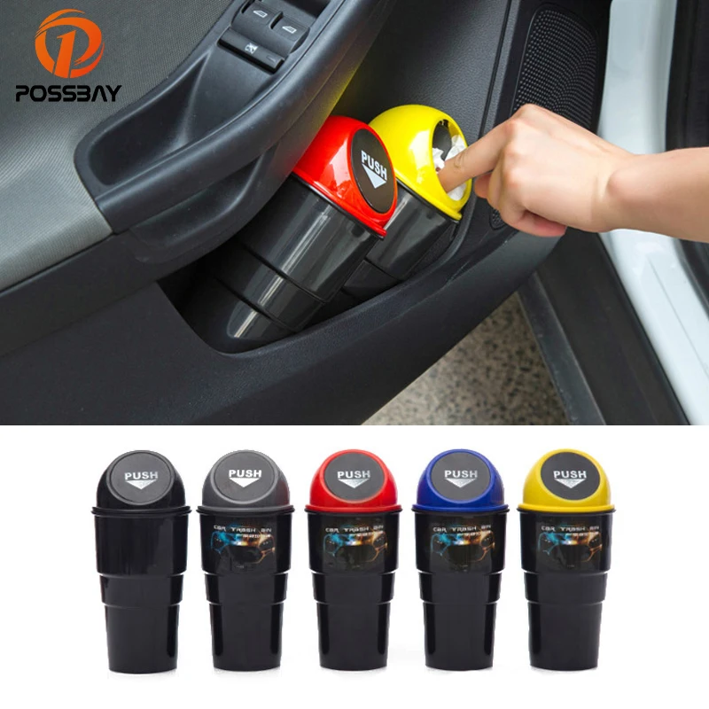 

POSSBAY Mini Car Trash Bin Auto Rubbish Dustbin Can Interior Garbage Dust Case Holder Universal For Home Office Car Waste Bin