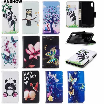 

For Iphone XR XS MAX Panda Flower Leather Wallet Case Elephant Butterfly Owl Tree TPU Card Slot Flip Pouch 100PCS
