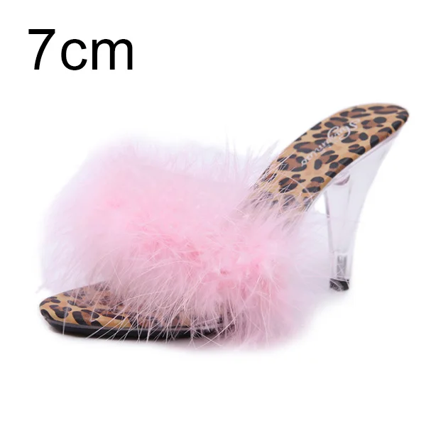 Женские тапочки мюли; брендовые Летние босоножки на танкетке; меховые шлепанцы на платформе; женская повседневная обувь размера плюс - Цвет: Pink Slippers 7cm