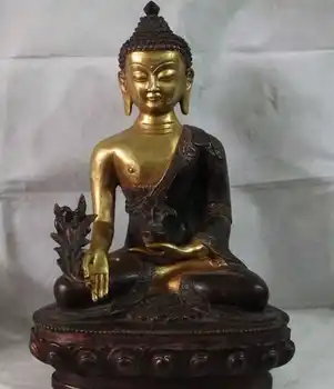 

Tibet Buddhism Copper Bronze Gild Medicine Bhaisajyaguru Sakyamuni Buddha Statue