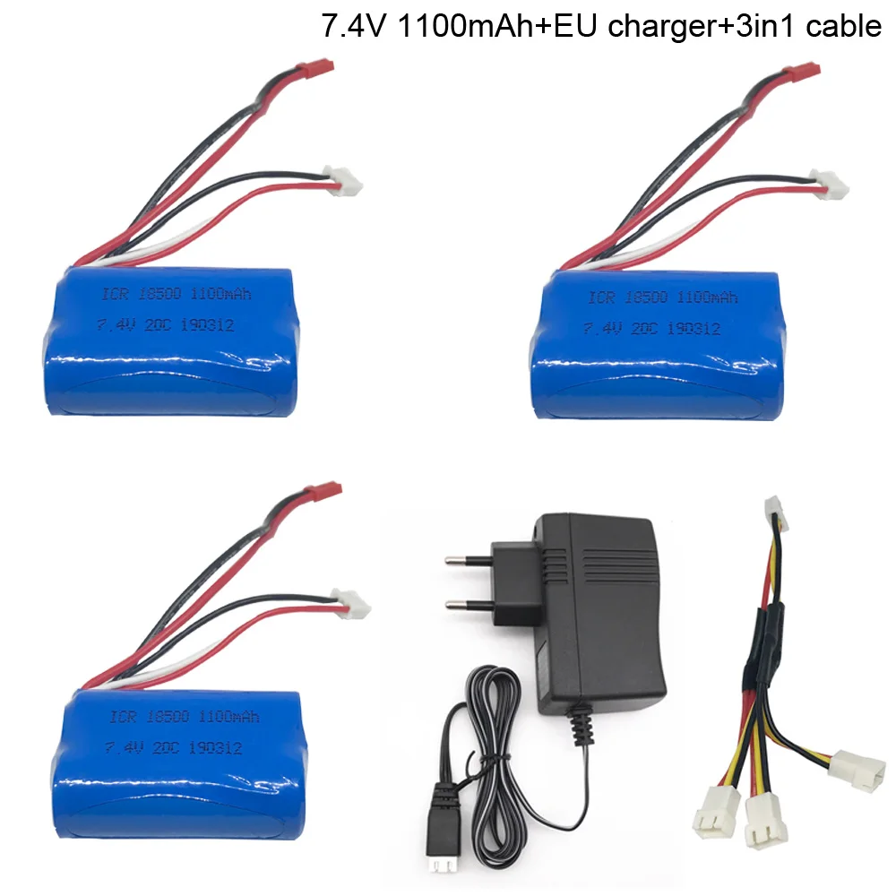 

7.4V 1100mAh Lipo Battery with Charger Set for MJX T10 T11 T34 HQ 827 871 RC Helicopter Battery 18500 Toys Battery 15C JST Plug