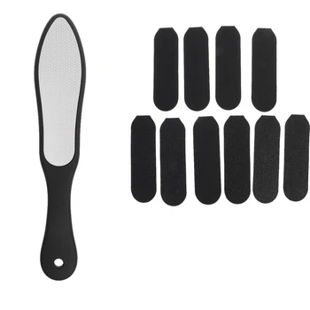 

Stainless Steel Double Side Pedicure Foot Care Tool + 10 Pieces Sanding Paper Hard Skin Remover Feet Care Pedicure Tools