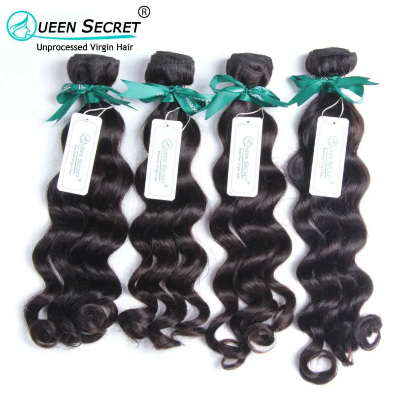 

Queen Secret free shipping 100% human hair Natural Wave 6A hair weaving 10pieces a lot for 1kilo Brazilian virgin human hair