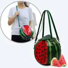 Frauen creative wassermelone form taschen schultertasche tote handtasche neue art und weise nette kawaii strand sommer heißer 2017 pu