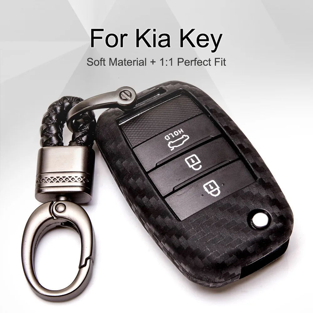 Карбоновый чехол для ключей автомобиля Защита KIA Sid Rio Soul Sportage Ceed Sorento Cerato K2 K3 K4 K5