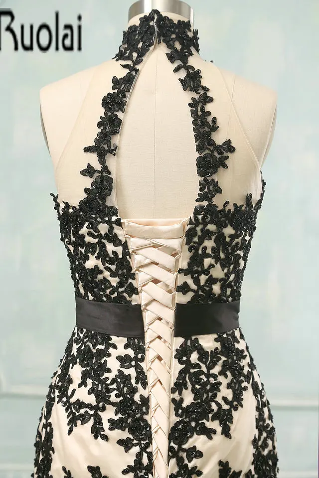 Elegant Evening Dresses Long 2018 High Neck Appliques Evening Gown With Removable Skirt Formal Party Dress Robe De Soiree