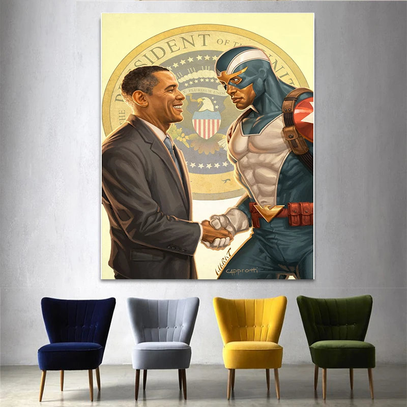 

MUTU Canvas Printing Art Figure Painting United States President Barack Obama Modern Home Decorative Print And Posters No Frame