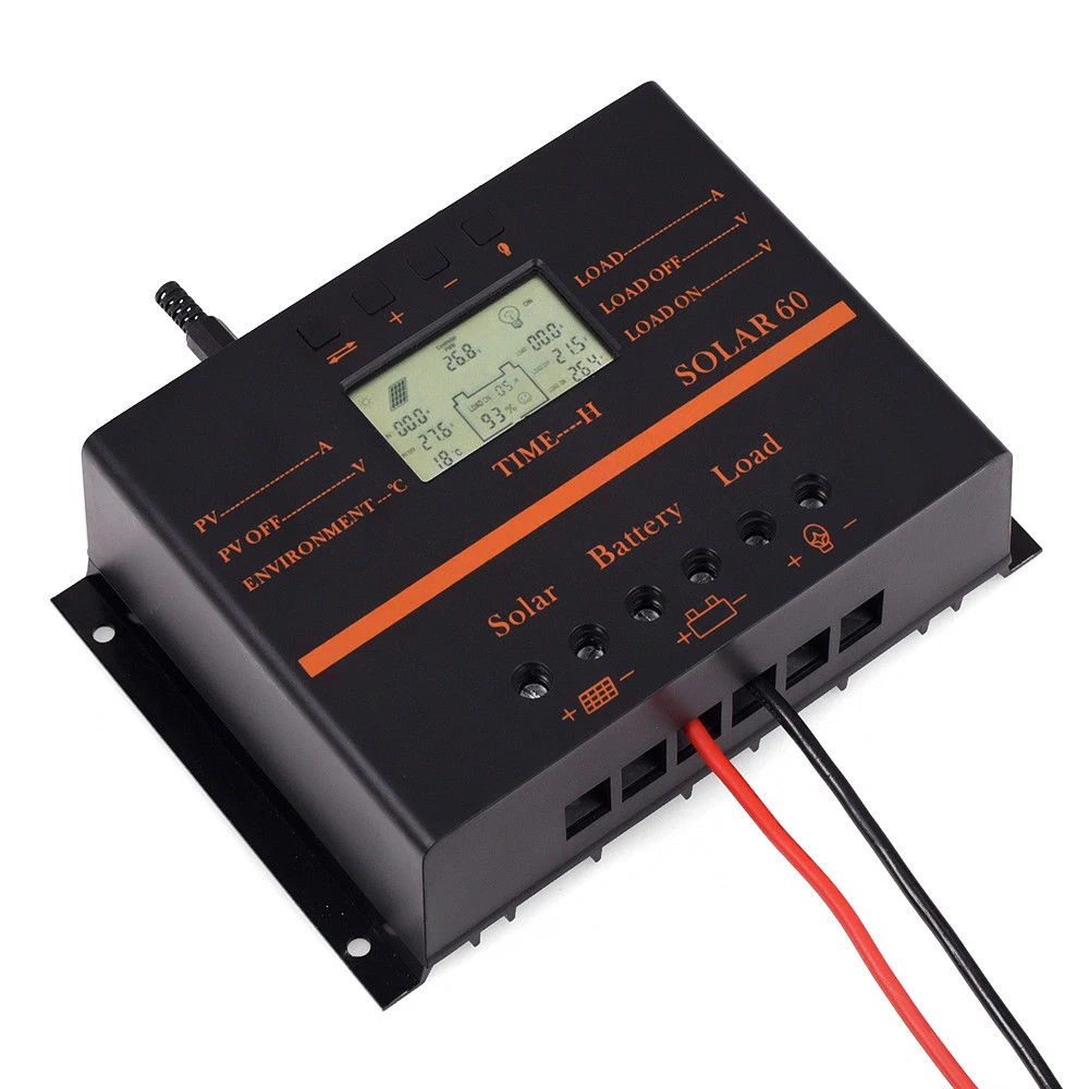 

OOYCYOO 60A Solar charge Controller LCD PV panel Battery Charge Controller 12V 24V Solar system Home indoor use 5V usb