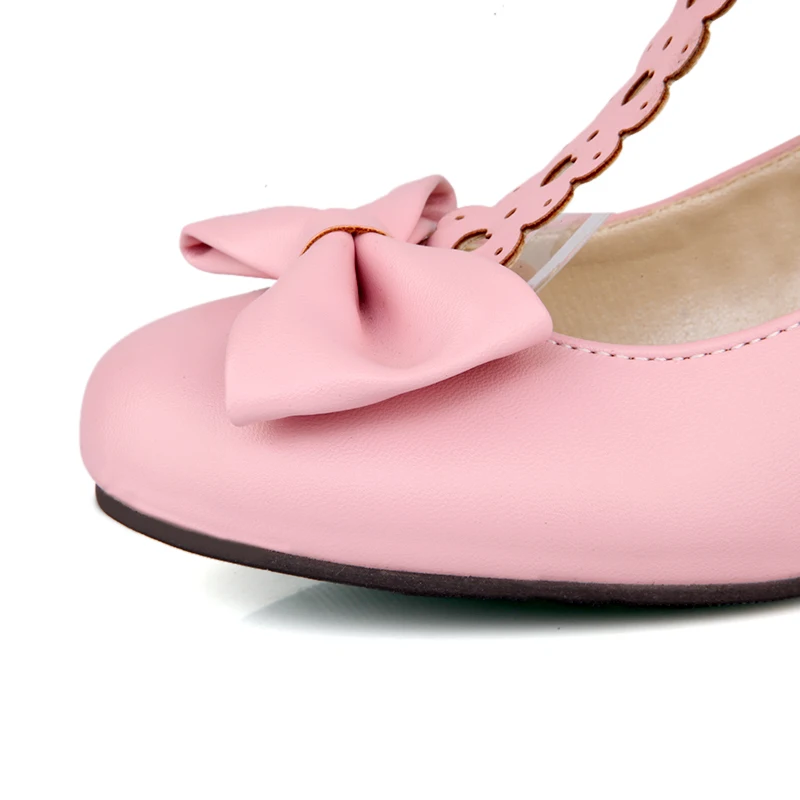 Новинка; Милая женская обувь для учащихся в стиле Лолиты с японским бантом на толстой подошве; цвет черный, бежевый, розовый; обувь на среднем каблуке 3,8 см; большие размеры 31-43