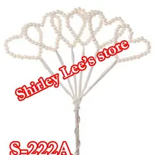 144 X слоновая кость жемчужные сердца связка, цветочные принадлежности(S-222A)( экспресс