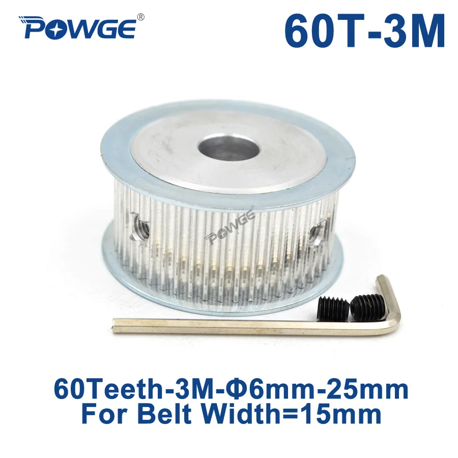POWGE 60 зубьев HTD 3M зубчатый шкив Диаметр 6/8/10/12/12. 7/14/15/17/19/20/22/25 мм для ширины 15