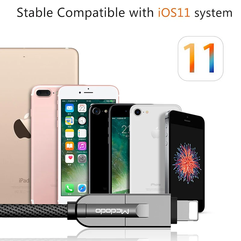 Mcdodo 2 en 1 relámpago al Cable del USB para el iPhone 7 Cable Micro USB para Samsung Xiaomi Huawei carga rápida para el iPhone 5S 6 s Cable