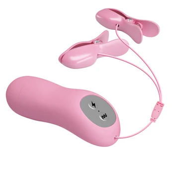 SM Electric Shock Nipple Pussy Clamps Nipple Vibrator Breast Massage Clitoris Labia Clip Stimulation BDSM Sex Toy for Women Men 2