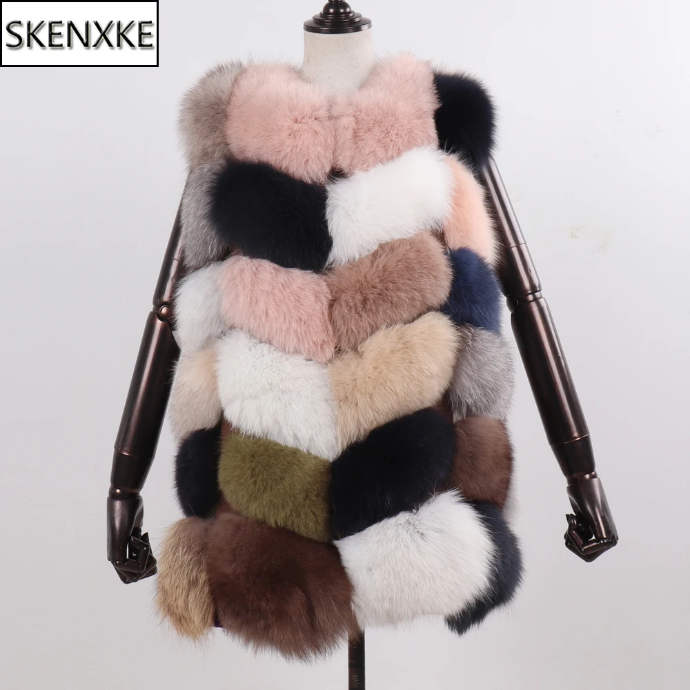 

Hot Sale Russia Winter Lady Real Fox Fur Vest Natural Soft Warm Fox Fur Sleeveless Jacket Women Colorful 100% Genuine Fur Gilet