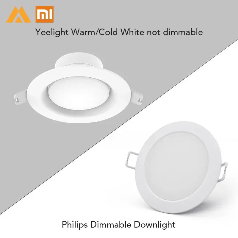 Xiaomi Philip Yeelight светильник 5 Вт Светодиодный светильник с Wi-Fi регулируемой цветовой температурой круглый потолочный встраиваемый светильник