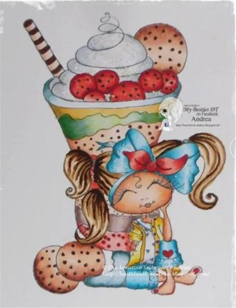 

10x6 Girl leaning on ice cream Transparent Clear Stamps for Scrapbooking for DIY Card Making Cutting Crafts Stencil