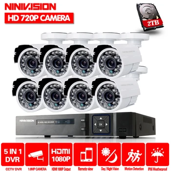 

8CH 1080P CCTV System 720P Camera AHD DVR NVR Kit ahd dvr video recorder 720p 1.0MP outdoor security camera System With 2TB HDD