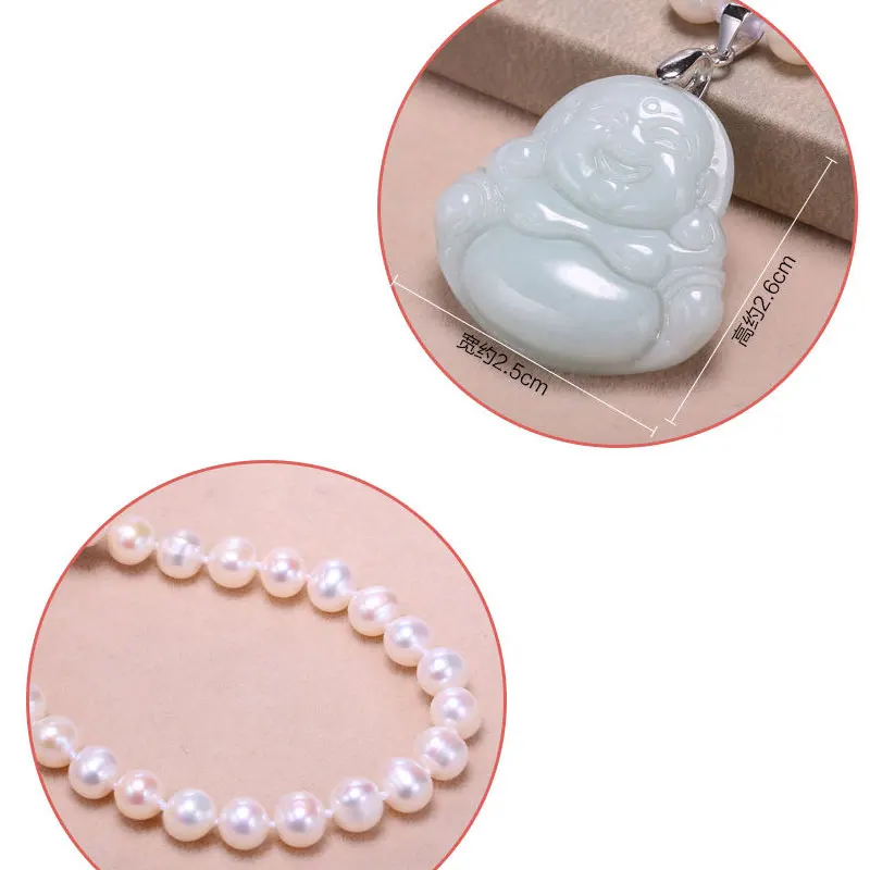 DMCPFP006 6-7 мм жемчужное ожерелье нефрит Maitreya пресноводный жемчуг кулон для матери G