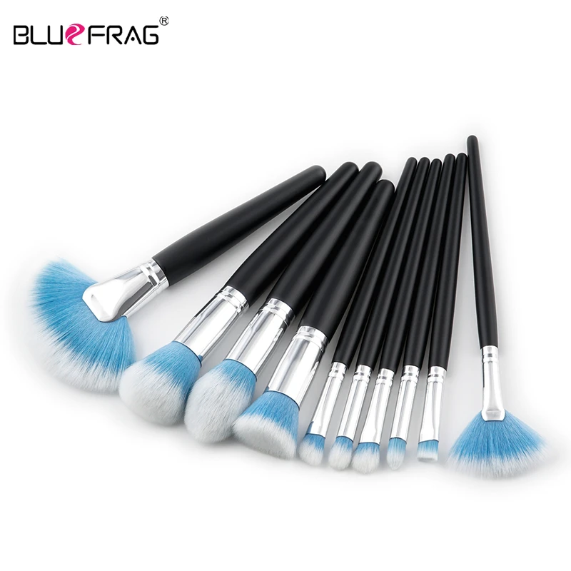Bluefrag Brushes Makeup Foundation Power Eye Shadow Blending Contour Highlight Cosmetic Beauty Make up Brush Tool Kits 10pcs For 5 BLUEFRAG 10pcs brushes for makeup Foundation Power