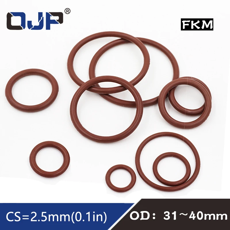 

3PCS Fluorine rubber Ring Brown FKM O ring Seal OD31/32/33/34/35/36/37/38/39/40*2.5mm Rubber O-Ring Seal Oil Ring Fuel Gaskets