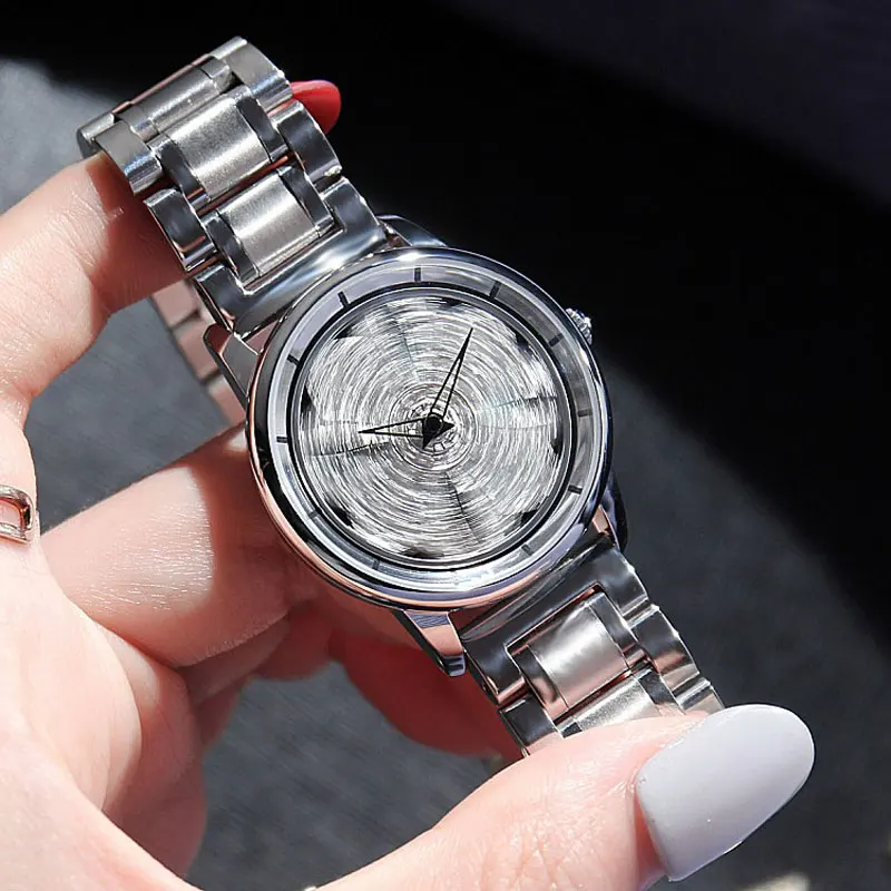 

GUOU Brand Silver Steel Womens Watches Rhinestone Fashion Dress Watch Ladies Rotate Resistant Quartz-watch Clock reloj mujer