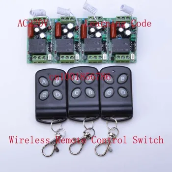 

220V Wireless Remote Control Switch 4 Receiver 3 Transmitter Learning Code Momentary Latched adjusted 10A Mini Transmitter