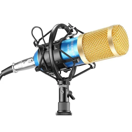 Blue Golden Neewer Набор NW-800 Профессиональной Студии Микрофона В Том Числе: Микрофон+ Крепление Амортизатора+ Анти-ветер Пены Крышка+ Кабель Питания для Звукозаписывающего KTV Karaoke - Цвет: Blue Golden