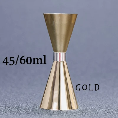 Gold Plated 45 60ml Двойной шейкер для коктейля Бар коктейль мерный стаканчик ликер мерный стакан мартини измерительный инструмент бар - Цвет: Gold Plated 45 60ml