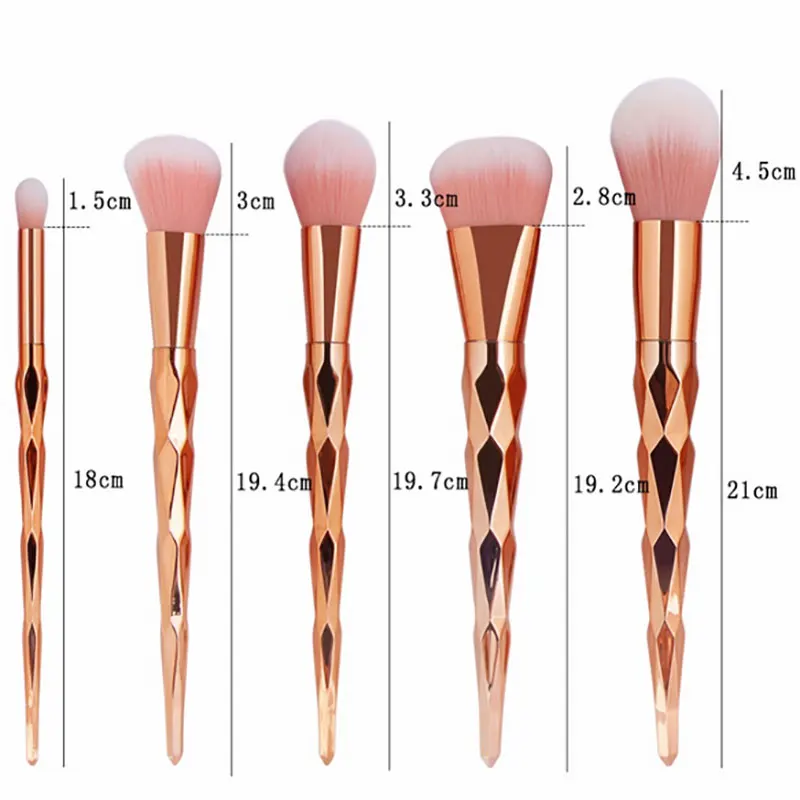 Алмазные кисти для макияжа Набор Профессиональный МИЛЫЙ основа смешивания Кисточки для макияжа контуринг, консилер, Румяна Косметика розовое золото