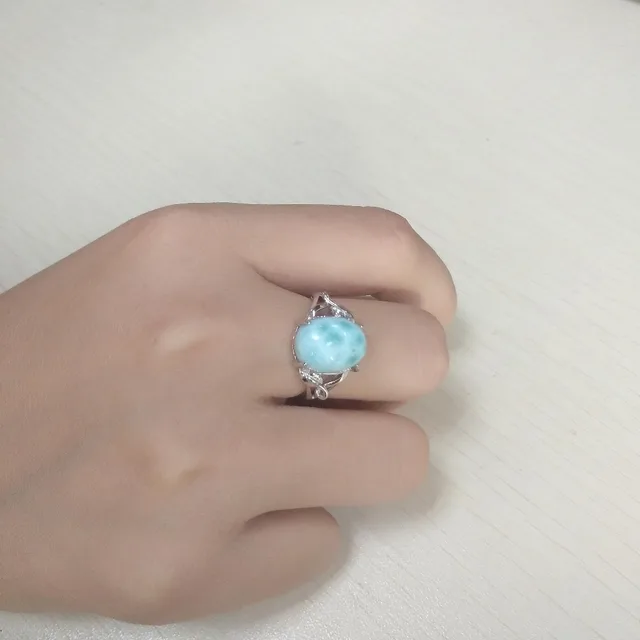 ナチュラルラリマーリング 925 スターリングシルバージュエリー