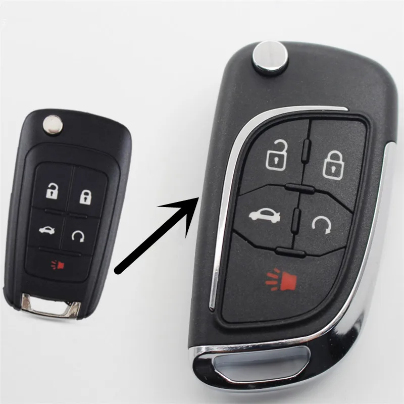 

FLYBETTTER 10Pcs/lot OEM 5Button Blank Modified Flip Folding Remote Key Fob Case Shell For Chevrolet Camaro/Malibu G282