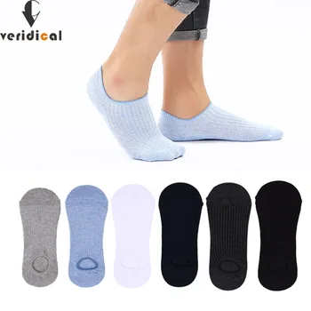 

Veridical 5 Pairs/Lot Cotton No Show Socks Men Sock Slippers Business Ankle Invisibles Socks Non-slip Double Needle Process