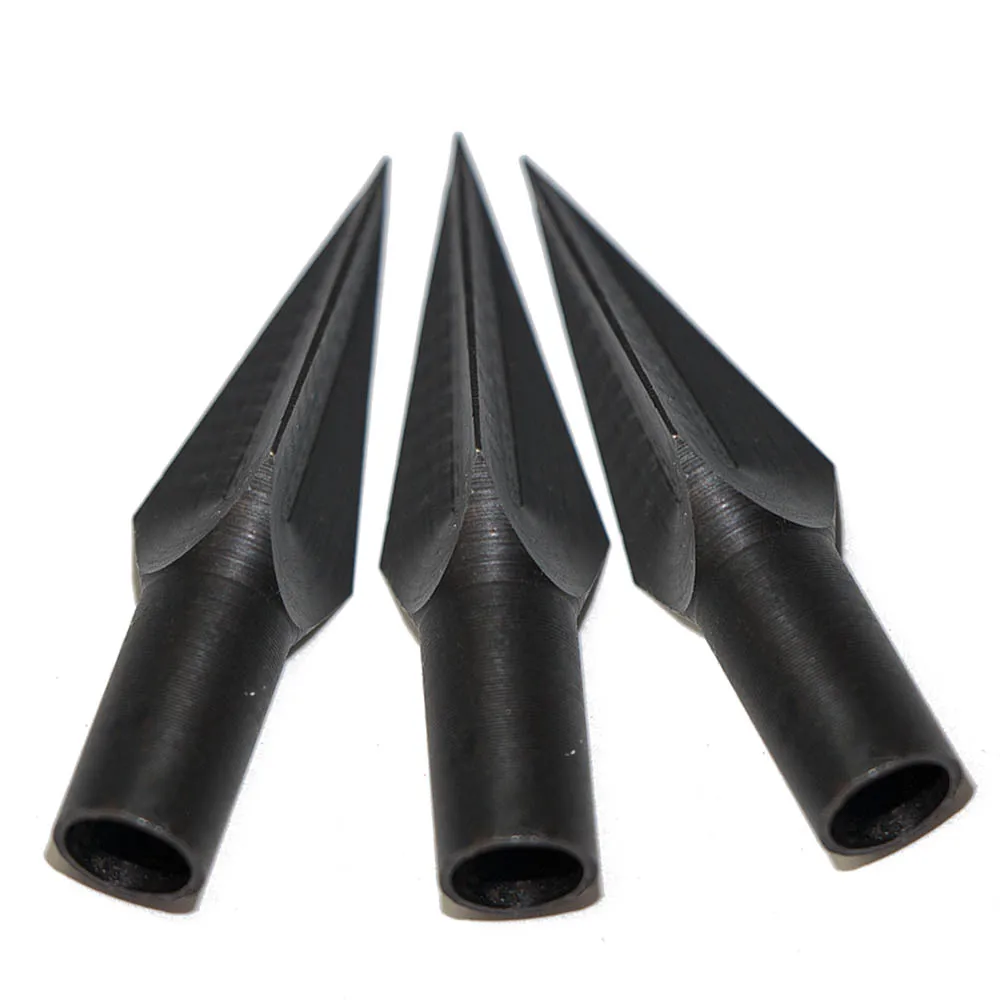 

12pcs 165 grain Wooden Arrow Hunting Broadheads Black Steel Traditional Bamboo Archery Arrow Tips for Bow Shooting