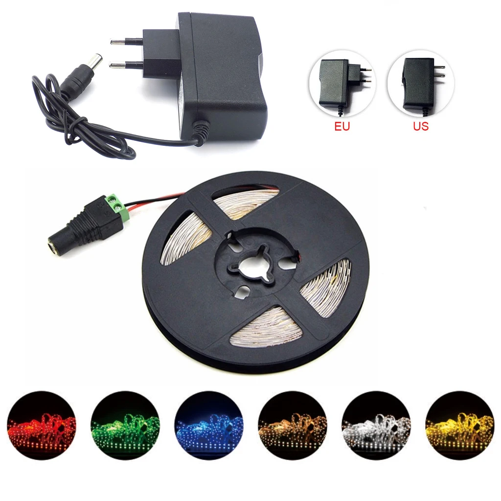 

Led Strip Light DC 12V 5 M Tape Ribbon 2835 LED Power Adapter Supply 12V 1A Led Strip Light Lamp Diode Flexible TV Backlight