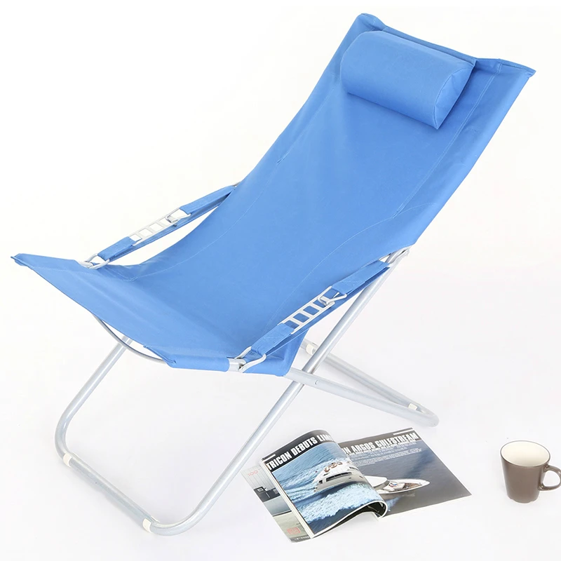 Noon Break Sun Loungers Outdoor Folding Easy Beach Lying Chair Bed Adjustable Angle Waterproof Breathable Balcony