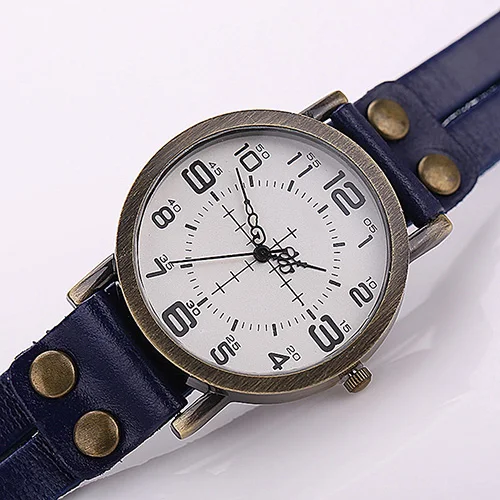 Модные унисекс Ретро стиль Многослойный кожаный ремешок браслет Шпагат Браслет наручные часы