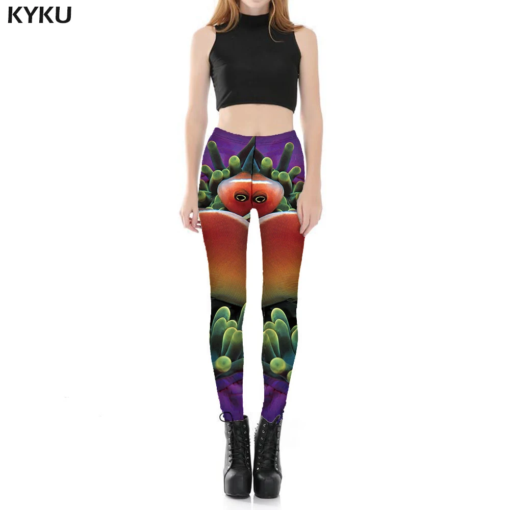 

KYKU Brand Fish Leggings Women Animal Sport Tropical Printed pants Tracksuits Elastic Harajuku Sexy Womens Leggings Pants Casual