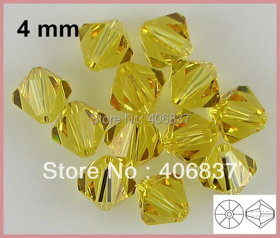 

Free Shipping! 720pcs/Lot, AAA Chinese Top Quality 4mm Citrine Crystal Bicone Beads