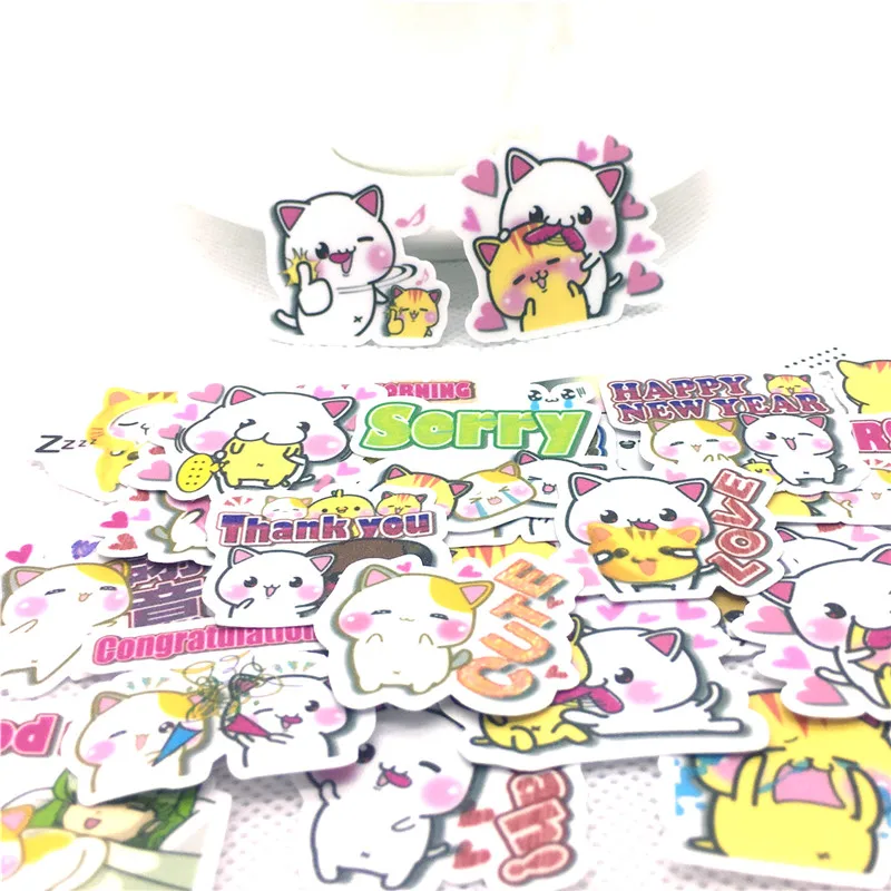 

40 Pcs/lot Anime cat cat everyday paper Sticker Decal For Phone Laptop Bicycle Notebook Backpack Kids Toy stickers scrapbooking